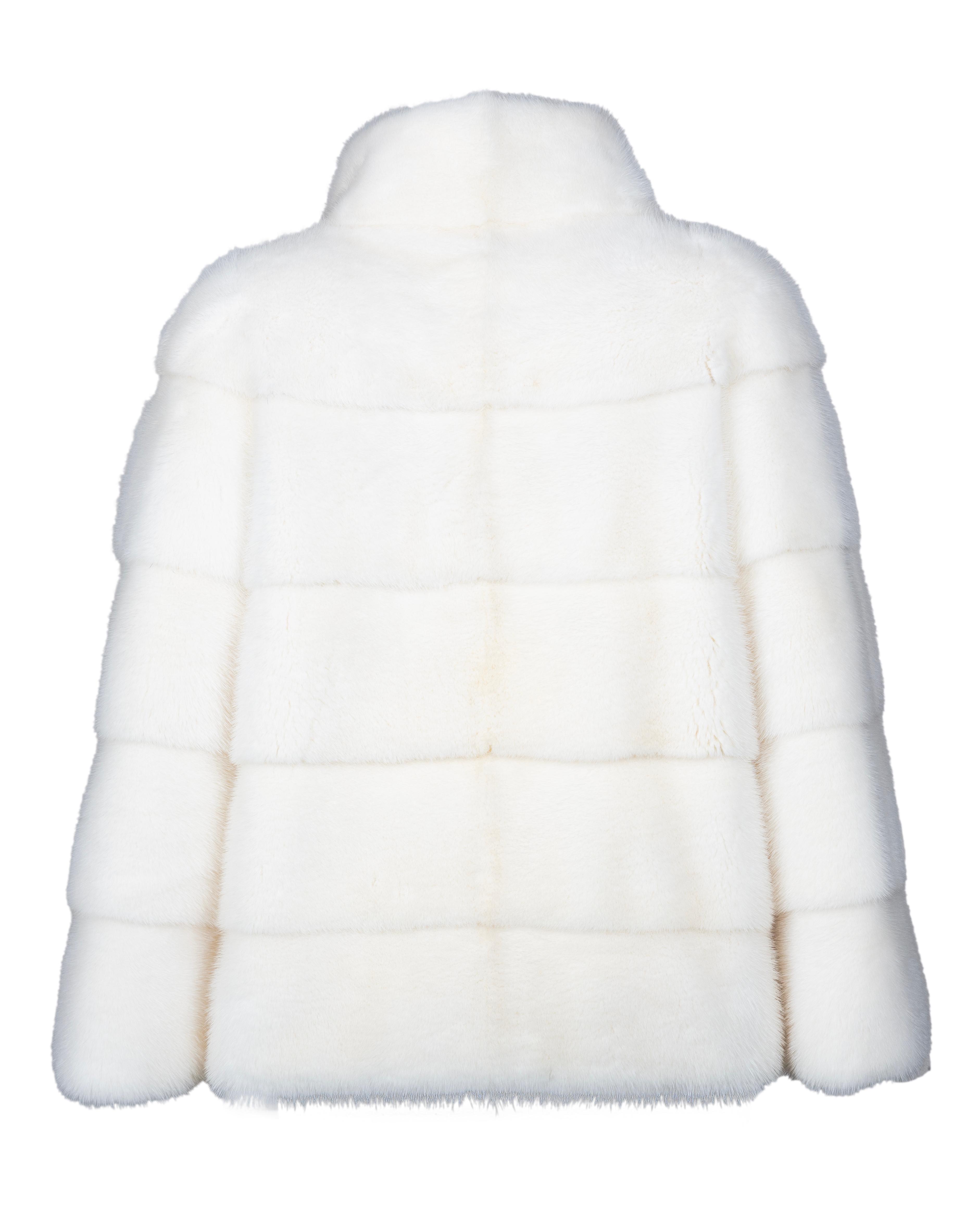 Beyaz Zamansız Vizon Kürk Ceket