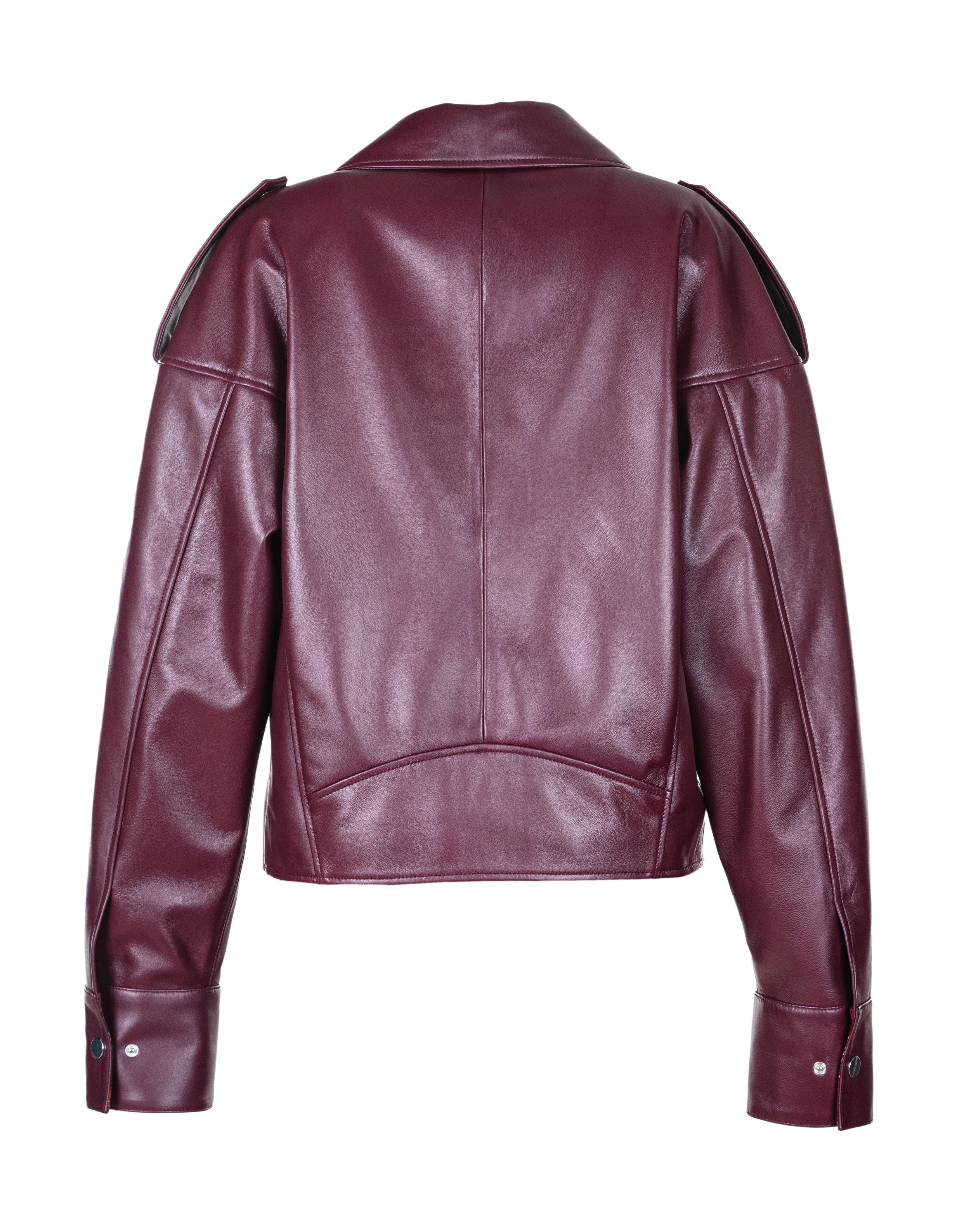 Burgundy Oversize Biker Jacket