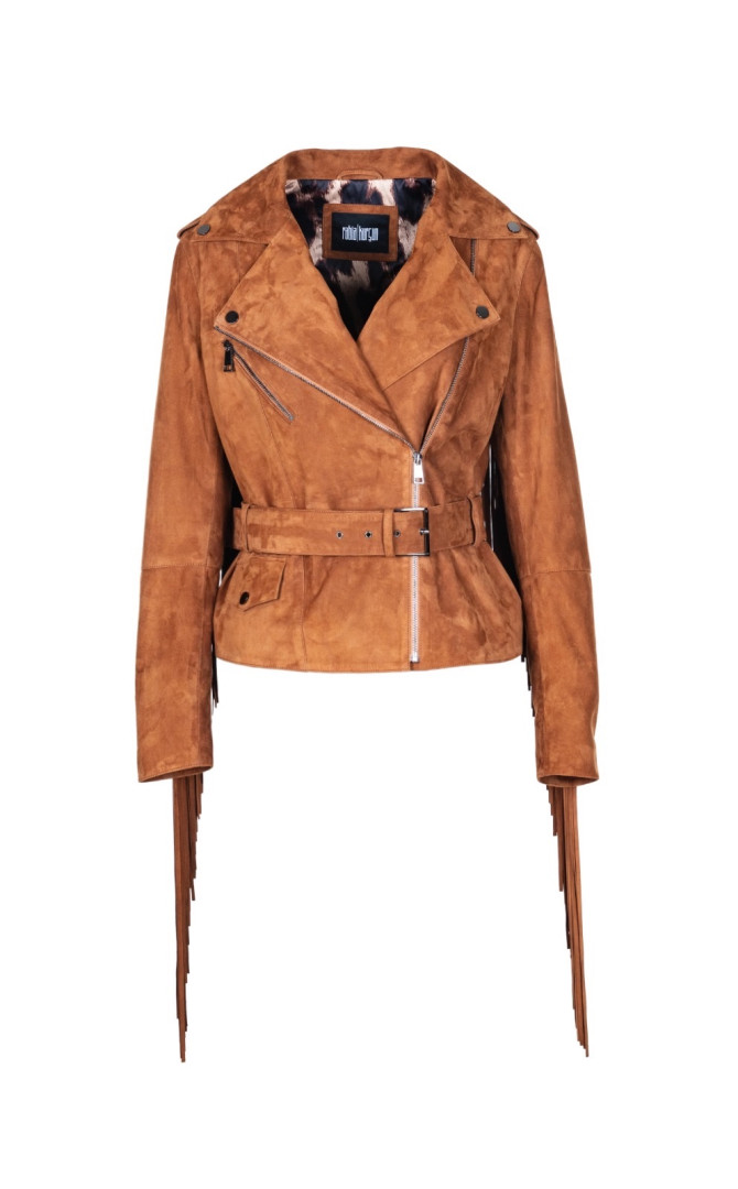 Vhisky Renk Püsküllü Süet Deri Ceket